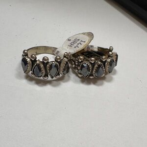 New Sterling Silver Ring W/ 4 genuine Black Diamond stones